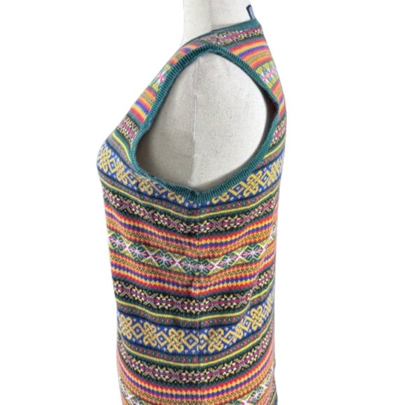GAP 90s Y2K Vintage Celtic Scandinavian Fair Isle Funky Sweater Vest (SZ M) - Picture 4 of 13
